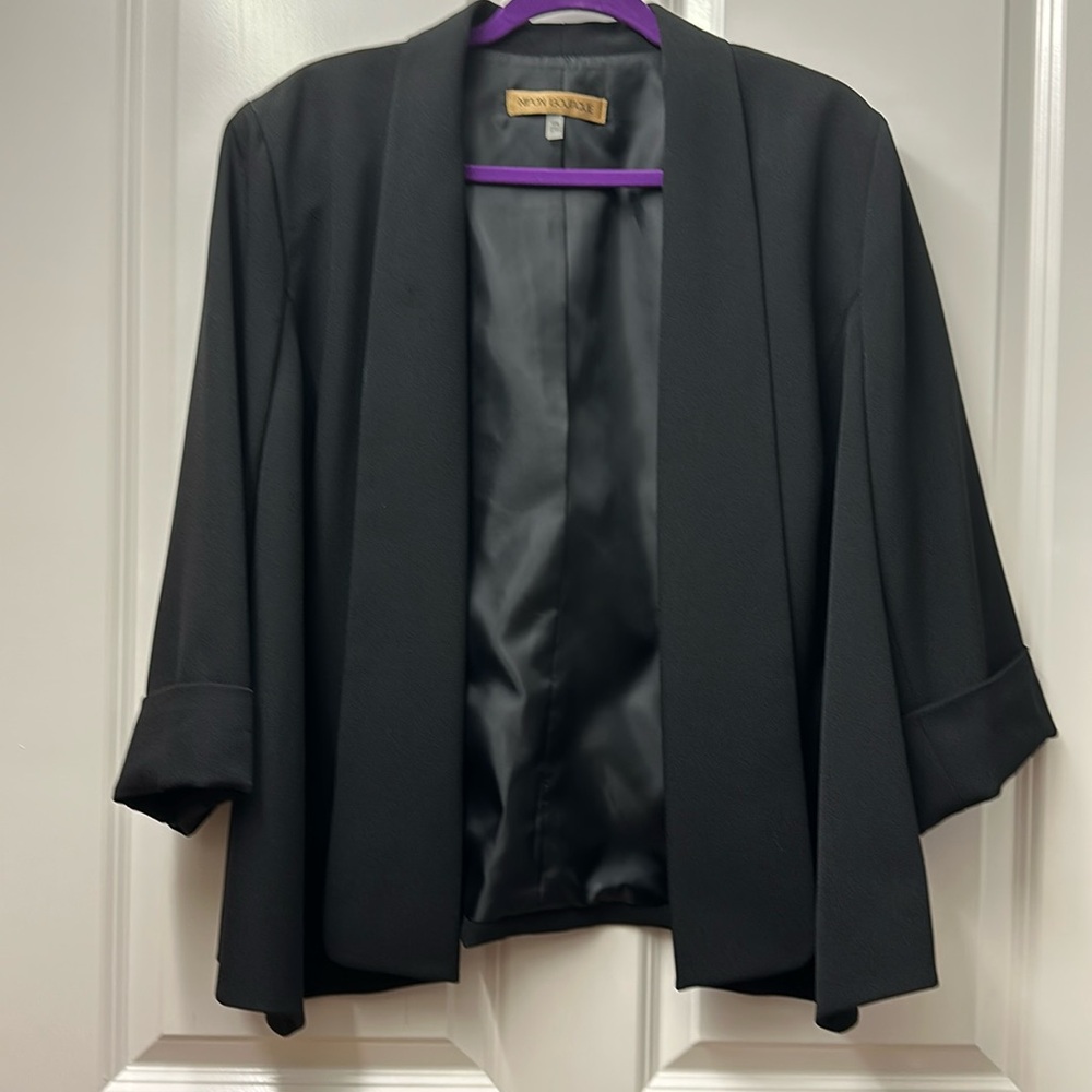 Nipon Boutique open front blazer, no pockets or closure 18w
